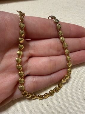 Sterling Silver 925 Gold-toned Heart Link Bracelet 7.5 inches long